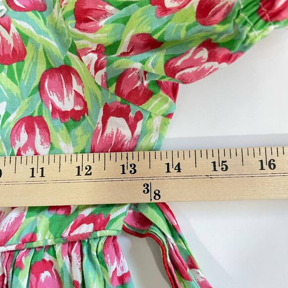 Vintage 90s Girls Tea Party Dress Baby Doll Collar Tulip Easter Dress Girl 6X - Picture 11 of 12